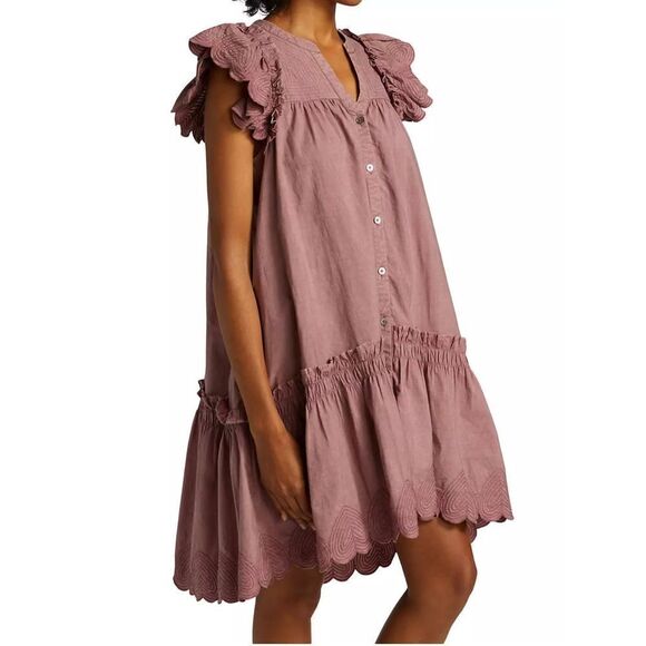 Sea NY Heart Quilt Petal Sleeve Tiered Dress size S - Picture 3 of 15